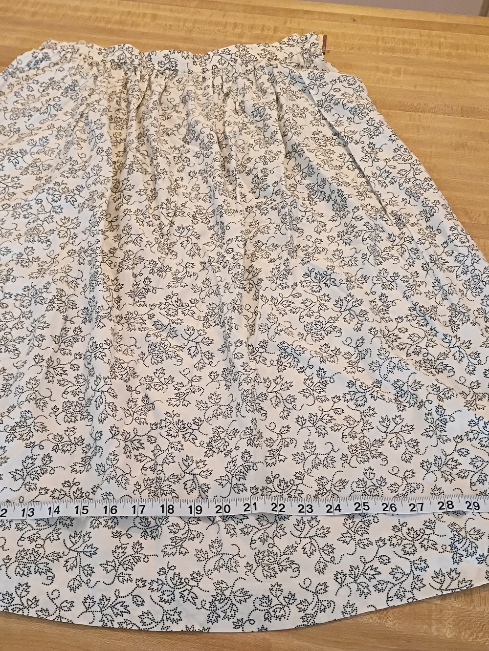 Cream Floral A-Line Skirt with Black Print